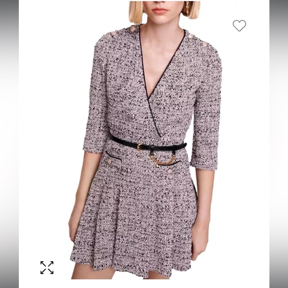 Maje Eldina Metallic Tweed Crossover Dress - Picture 3 of 13